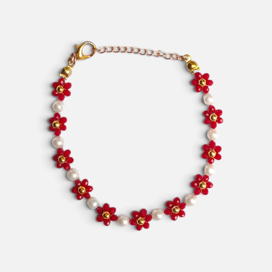 Red Floral Bracelet